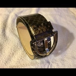 Italian Genuine leather Python snake print belt